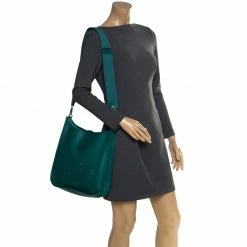Hermes Vert Vertigo Epsom Leather Evelyne III GM Bag For Women -Deals Hermes Store luxury women hermes used handbags p207648 014