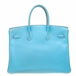 Hermes Celeste Epsom Leather Palladium Hardware Birkin 35 Bag For Women -Deals Hermes Store luxury women hermes used handbags p207723 010