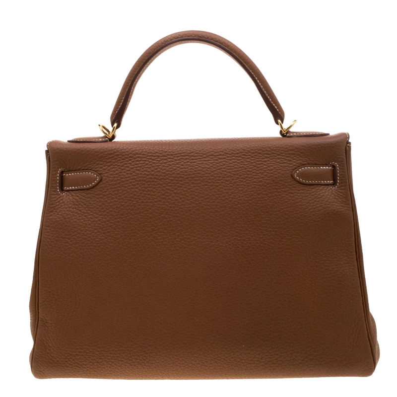 Hermes Caramel Clemence Leather Gold Hardware Kelly Retourne 32 Bag For Women 6 Hermes Caramel Clemence Leather Gold Hardware Kelly Retourne 32 Bag For Women - Image 4