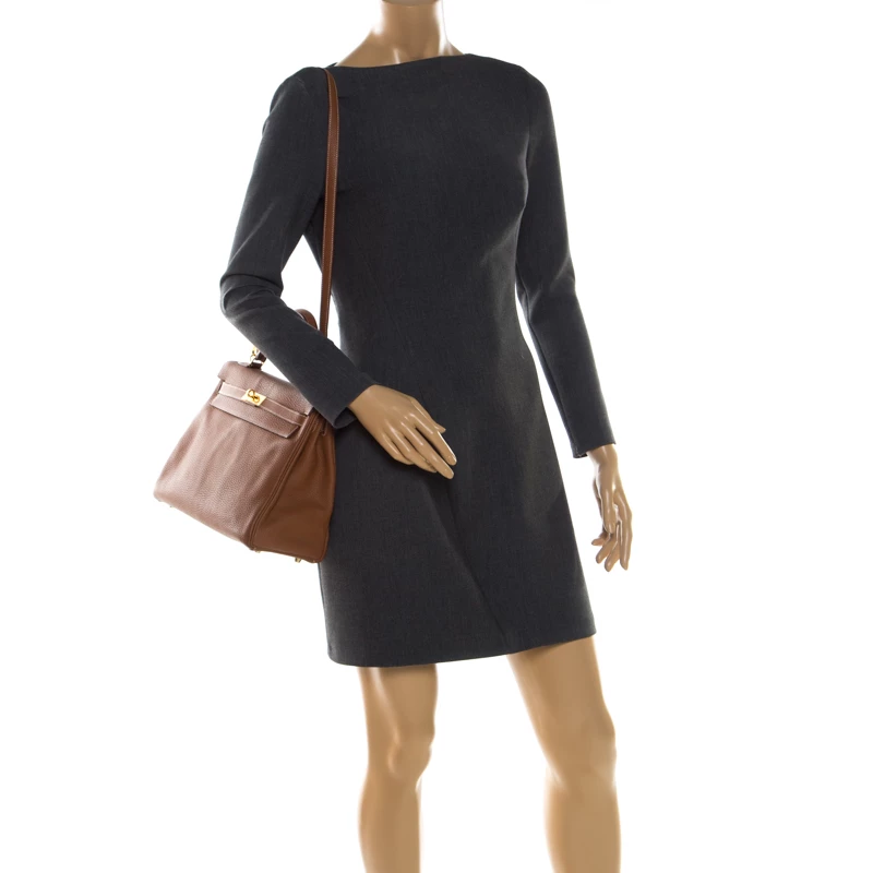 Hermes Caramel Clemence Leather Gold Hardware Kelly Retourne 32 Bag For Women 4 Hermes Caramel Clemence Leather Gold Hardware Kelly Retourne 32 Bag For Women - Image 2