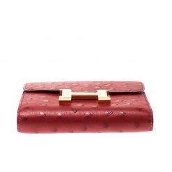 Hermes Red Ostrich Constance Compact Wallet For Women -Deals Hermes Store luxury women hermes used handbags p209144 008