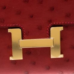 Hermes Red Ostrich Constance Compact Wallet For Women -Deals Hermes Store luxury women hermes used handbags p209144 011