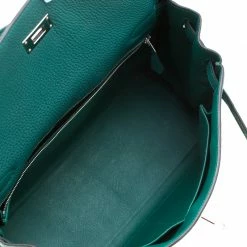 Hermes Vert Vertigo Togo Leather Palladium Hardware Kelly Retourne 32 Bag For Women -Deals Hermes Store luxury women hermes used handbags p211449 005