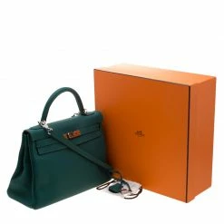 Hermes Vert Vertigo Togo Leather Palladium Hardware Kelly Retourne 32 Bag For Women -Deals Hermes Store luxury women hermes used handbags p211449 006