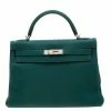 Hermes Vert Vertigo Togo Leather Palladium Hardware Kelly Retourne 32 Bag For Women