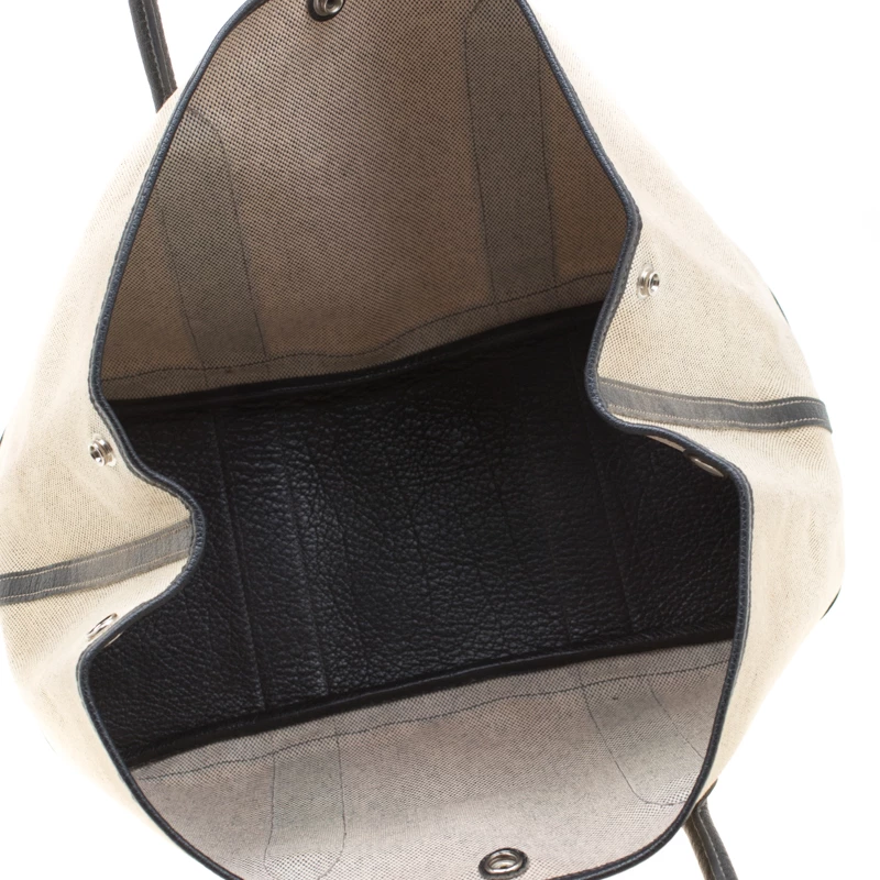 Hermes Black/Off White Canvas And Leather Garden Party MM Tote Bag For Women 9 Hermes Black/Off White Canvas And Leather Garden Party MM Tote Bag For Women - Image 7