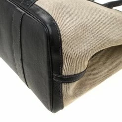 Hermes Black/Off White Canvas And Leather Garden Party MM Tote Bag For Women 25 Hermes Black/Off White Canvas And Leather Garden Party MM Tote Bag For Women -Deals Hermes Store luxury women hermes used handbags p211629 011