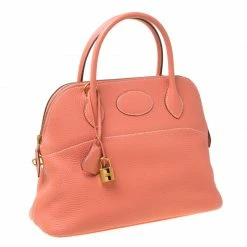 Hermes Rose Candy Togo Leather Bolide 31 Bag For Women -Deals Hermes Store luxury women hermes used handbags p213273 008