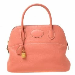 Hermes Rose Candy Togo Leather Bolide 31 Bag For Women