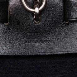 Hermes Black Canvas Herbag MM Satchel For Women -Deals Hermes Store luxury women hermes used handbags p213697 001