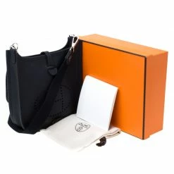 Hermes Blue Indigo Clemence Leather Evelyne TPM Bag For Women -Deals Hermes Store luxury women hermes used handbags p215647 009