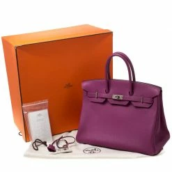 Hermes Tosca Togo Leather Palladium Hardware Birkin 35 Bag For Women -Deals Hermes Store luxury women hermes used handbags p216567 013