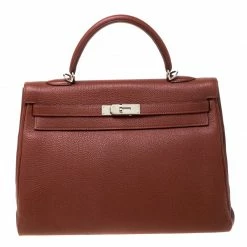 Hermes Sienne Togo Leather Palladium Hardware Kelly Retourne 35 Bag For Women