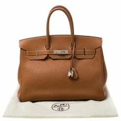 Hermes Brown Clemence Leather Palladium Hardware Birkin 35 Bag For Women -Deals Hermes Store luxury women hermes used handbags p221267 004