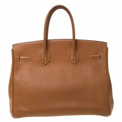 Hermes Brown Clemence Leather Palladium Hardware Birkin 35 Bag For Women -Deals Hermes Store luxury women hermes used handbags p221267 009