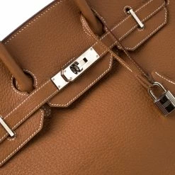 Hermes Brown Clemence Leather Palladium Hardware Birkin 35 Bag For Women -Deals Hermes Store luxury women hermes used handbags p221267 010