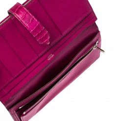 Hermes Rose Scheherazade Alligator Bearn Gusset Wallet For Women -Deals Hermes Store luxury women hermes used handbags p221277 003