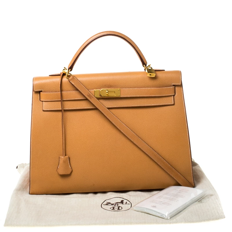 Hermes Natural Sable Vache Liegee Leather Gold Hardware Kelly Sellier 40 Bag For Women 13 Hermes Natural Sable Vache Liegee Leather Gold Hardware Kelly Sellier 40 Bag For Women - Image 11