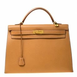 Hermes Natural Sable Vache Liegee Leather Gold Hardware Kelly Sellier 40 Bag For Women