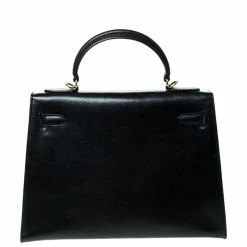 Hermes Black Epsom Leather Gold Hardware Kelly Sellier 32 Bag For Women -Deals Hermes Store luxury women hermes used handbags p227237 007