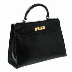 Hermes Black Epsom Leather Gold Hardware Kelly Sellier 32 Bag For Women -Deals Hermes Store luxury women hermes used handbags p227237 008
