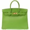 Hermes Apple Green Veau Gulliver Leather Gold Hardware Birkin 35 Bag For Women
