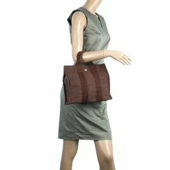 Hermes Her Line PM Gray Canvas Tote For Women -Deals Hermes Store luxury women hermes used handbags p23031 003