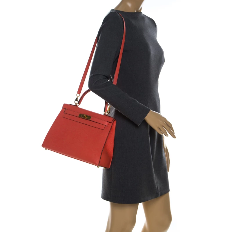 Hermes Rose Jaipur Epsom Leather Gold Hardware Kelly Sellier 28 Bag For Women 4 Hermes Rose Jaipur Epsom Leather Gold Hardware Kelly Sellier 28 Bag For Women - Image 2