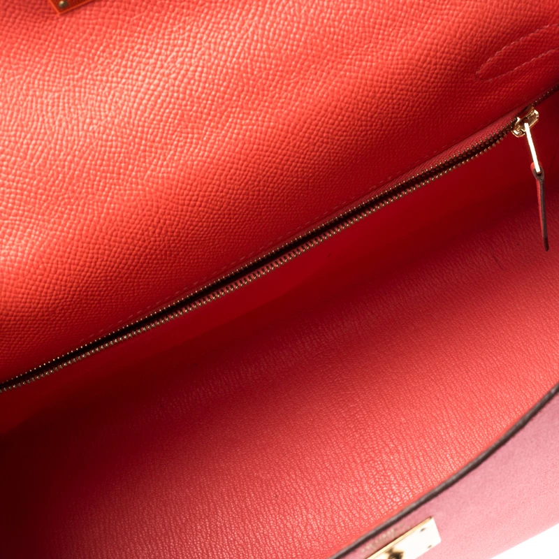 Hermes Rose Jaipur Epsom Leather Gold Hardware Kelly Sellier 28 Bag For Women 9 Hermes Rose Jaipur Epsom Leather Gold Hardware Kelly Sellier 28 Bag For Women - Image 7