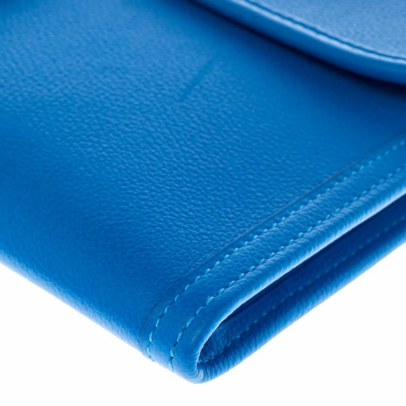 Hermes Blue Brighton Swift Leather Elan 29 Jige Clutch For Women 14 Hermes Blue Brighton Swift Leather Elan 29 Jige Clutch For Women - Image 12