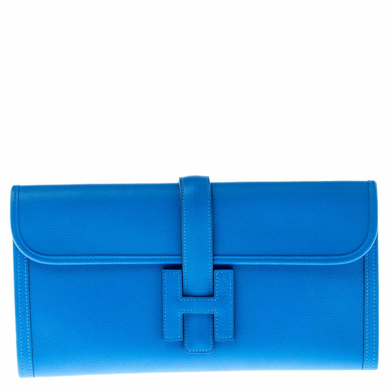 Hermes Blue Brighton Swift Leather Elan 29 Jige Clutch For Women 3 Hermes Blue Brighton Swift Leather Elan 29 Jige Clutch For Women