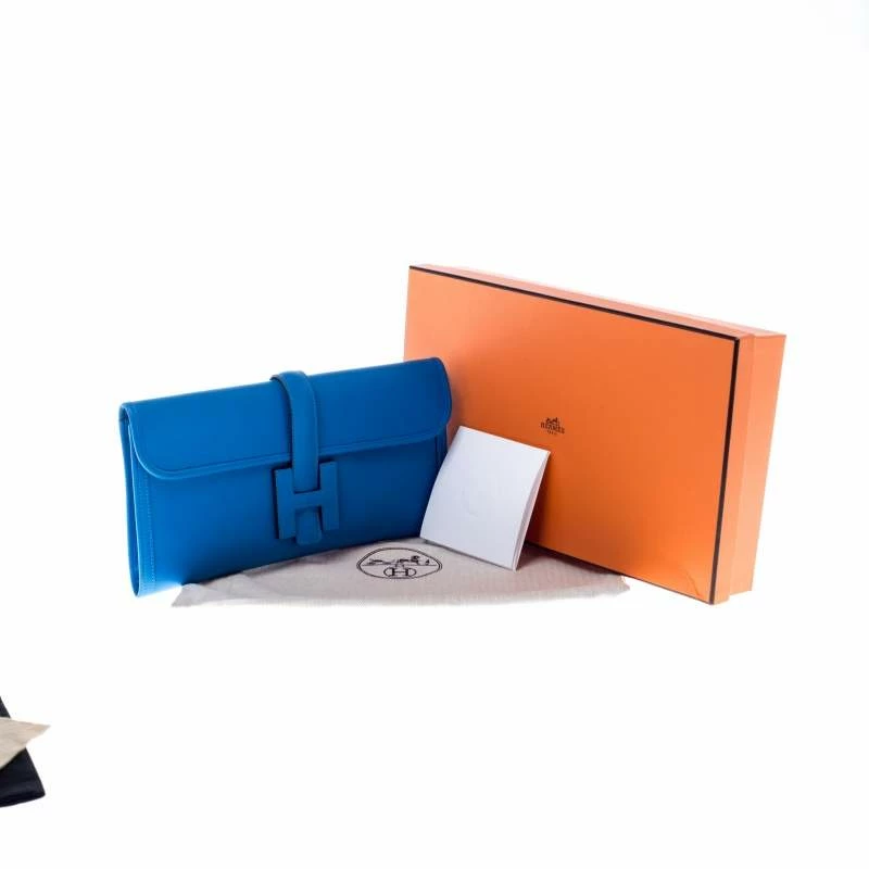 Hermes Blue Brighton Swift Leather Elan 29 Jige Clutch For Women 12 Hermes Blue Brighton Swift Leather Elan 29 Jige Clutch For Women - Image 10