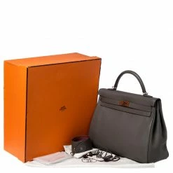 Hermes Etain Clemence Leather Palladium Hardware Kelly Retourne 40 Bag For Women -Deals Hermes Store luxury women hermes used handbags p239857 004