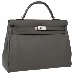 Hermes Etain Clemence Leather Palladium Hardware Kelly Retourne 40 Bag For Women -Deals Hermes Store luxury women hermes used handbags p239857 006