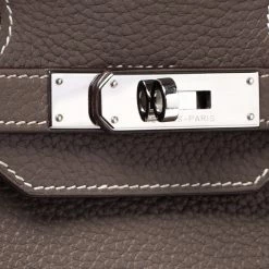 Hermes Taupe Grey Clemence Leather Palladium Hardware Birkin 35 Bag For Women -Deals Hermes Store luxury women hermes used handbags p241745 007