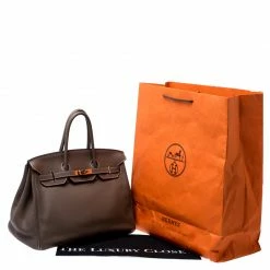 Hermes Taupe Grey Clemence Leather Palladium Hardware Birkin 35 Bag For Women -Deals Hermes Store luxury women hermes used handbags p241745 012