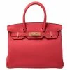 Hermes Rouge Pivoine Togo Leather Gold Hardware Birkin 30 Bag For Women