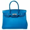 Hermes Hermès Bleu Zanzibar Epsom Leather Palladium Hardware Birkin 30 Bag For Women -Deals Hermes Store luxury women hermes used handbags p243113 010