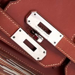 Hermes Birkin Brique Vibrato And Calf Box Leather Palladium Hardware Birkin 35 Bag For Women -Deals Hermes Store luxury women hermes used handbags p243375 004