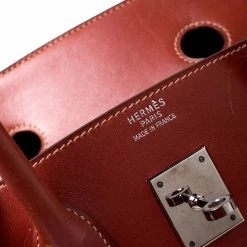 Hermes Birkin Brique Vibrato And Calf Box Leather Palladium Hardware Birkin 35 Bag For Women -Deals Hermes Store luxury women hermes used handbags p243375 006