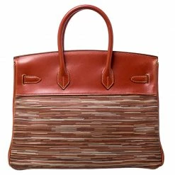 Hermes Birkin Brique Vibrato And Calf Box Leather Palladium Hardware Birkin 35 Bag For Women -Deals Hermes Store luxury women hermes used handbags p243375 007