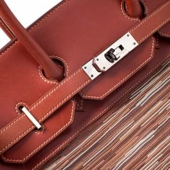 Hermes Birkin Brique Vibrato And Calf Box Leather Palladium Hardware Birkin 35 Bag For Women -Deals Hermes Store luxury women hermes used handbags p243375 008