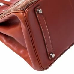 Hermes Birkin Brique Vibrato And Calf Box Leather Palladium Hardware Birkin 35 Bag For Women -Deals Hermes Store luxury women hermes used handbags p243375 011