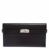 Hermes Chocolat Boxcalf Leather Long Kelly Wallet For Women