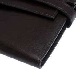 Hermes Chocolat Boxcalf Leather Long Kelly Wallet For Women -Deals Hermes Store luxury women hermes used handbags p244367 008