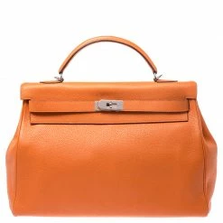 Hermes Bougainvillier Clemence Leather Palladium Hardware Kelly Retourne 40 Bag For Women