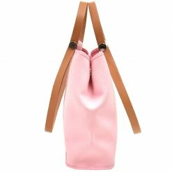 Hermes Pink Toile Canvas Cabag Elan Bag For Women -Deals Hermes Store luxury women hermes used handbags p247009 003