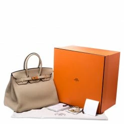 Hermes Trench Togo Leather Gold Hardware Birkin 35 Bag For Women -Deals Hermes Store luxury women hermes used handbags p248000 010