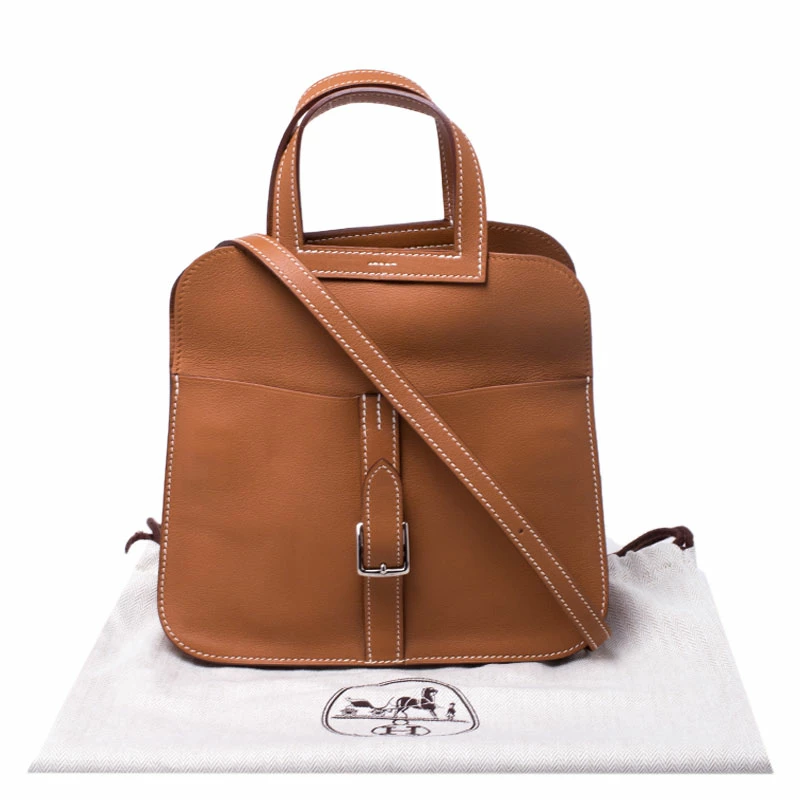 Hermes Brown Swift Leather Mini Halzan Bag For Women 12 Hermes Brown Swift Leather Mini Halzan Bag For Women - Image 10