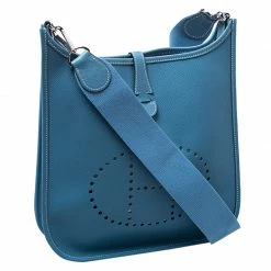Hermes Blue Lagon Epsom Leather Evelyne III PM Bag For Women -Deals Hermes Store luxury women hermes used handbags p248816 005